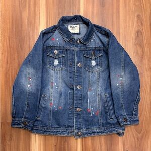 Kids Blue Denim Jacket with Red Accents
